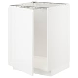 METOD メトード ベースキャビネット シンク用, ホワイト/ヴォックストルプ ハイグロス/ホワイト, 60x60x80 cm