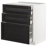 METOD メトード ベースキャビネット 引き出し前部3/引き出し4, ホワイト マキシメーラ/レルヒッタン ブラックステイン, 75x60x80 cm