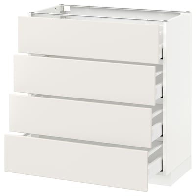 METOD メトード ベースキャビネット 引き出し4段付, ホワイト マキシメーラ/ヴェッディンゲ ホワイト, 80x41x80 cm