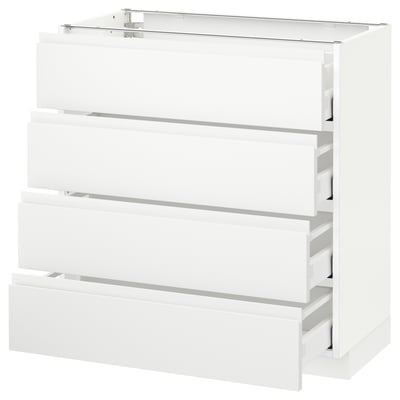 METOD メトード ベースキャビネット 引き出し4段付, ホワイト マキシメーラ/ヴォックストルプ マットホワイト, 80x41x80 cm