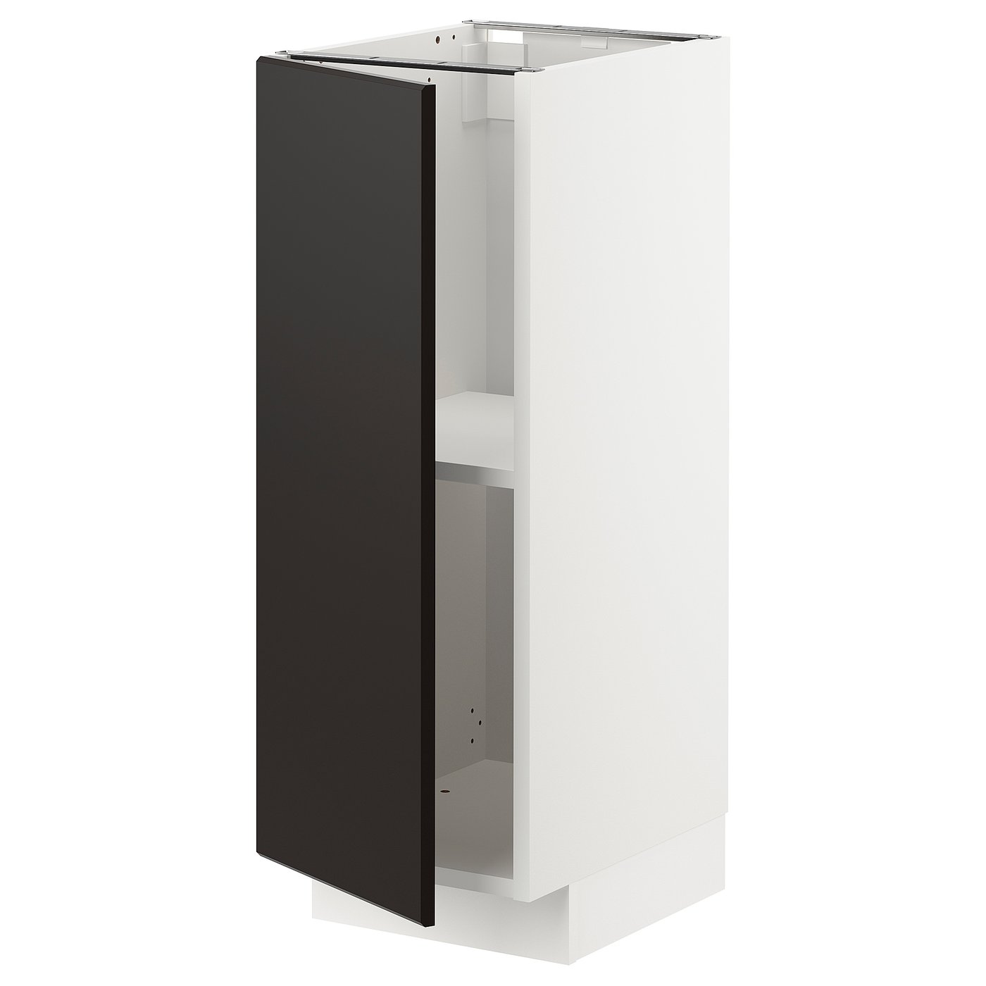 Metod メトード ベースキャビネット 棚板付き ホワイト クングスバッカ チャコール 30x41x80 Cm Ikea