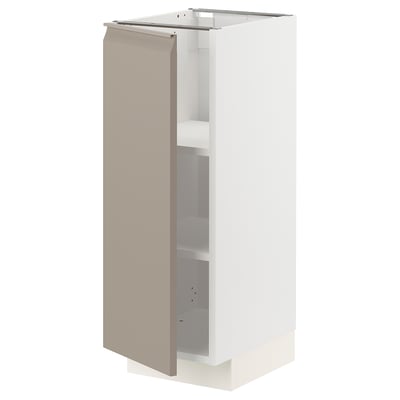 METOD メトード ベースキャビネット 棚板付き, ホワイト/ウップローヴ マットダークベージュ, 30x41x80 cm