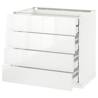 METOD メトード ベースキャビネット 引き出し前部4/引き出し低2/引き出し中3, ホワイト マキシメーラ/リンガフルト ホワイト, 90x60x80 cm