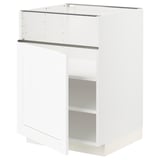 METOD メトード ベースキャビネット コンロ用/フィッシュグリル/扉, ホワイト エンコーピング/ホワイト 木目調, 60x60x80 cm