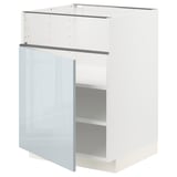 METOD メトード ベースキャビネット コンロ用/フィッシュグリル/扉, ホワイト/カッラルプ ライトグレーブルー, 60x60x80 cm