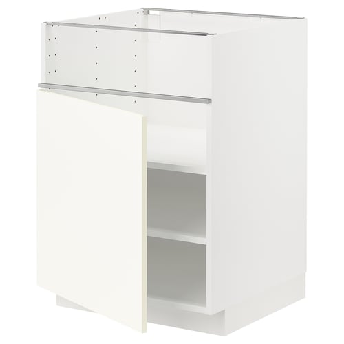 METOD メトード ベースキャビネット コンロ用/フィッシュグリル/扉, ホワイト/ヴァルステナ ホワイト, 60x60x80 cm
