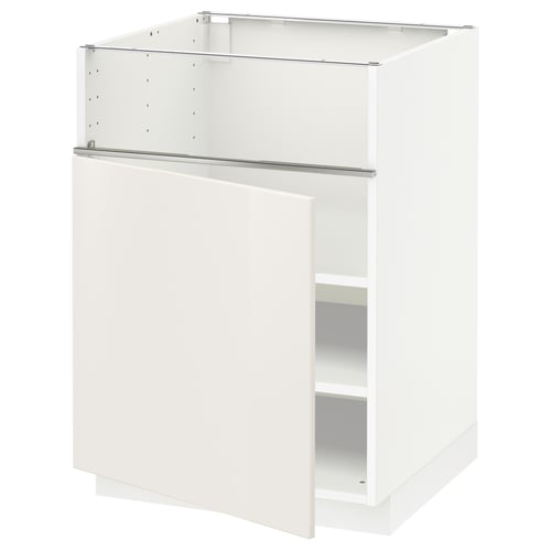 METOD メトード ベースキャビネット コンロ用/フィッシュグリル/扉, ホワイト/ヴェッディンゲ ホワイト, 60x60x80 cm