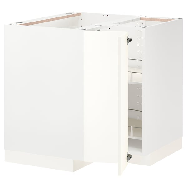 METOD メトード コーナーベースキャビネット 回転式収納付き, ホワイト/ヴァルステナ ホワイト, 88x88x80 cm