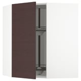 METOD メトード コーナーウォールキャビネット 回転式収納付き, ホワイト アスケルスンド/ダークブラウン アッシュ調, 68x68x80 cm