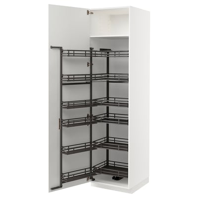 METOD メトード ハイキャビネット プルアウト式食品庫付き, ホワイト/リンガフルト ホワイト, 60x60x220 cm