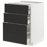 METOD メトード / MAXIMERA マキシメーラ ベースキャビネット 引き出し前部3枚/引き出し4個付き, ホワイト/ニッケボー マットチャコール, 60x60x80 cm