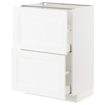 METOD メトード / MAXIMERA マキシメーラ ベースキャビネット 引き出し2段付き, ホワイト エンコーピング/ホワイト 木目調, 60x41x80 cm
