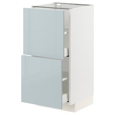METOD メトード / MAXIMERA マキシメーラ ベースキャビネット 引き出し2段付き, ホワイト/カッラルプ ライトグレーブルー, 40x41x80 cm