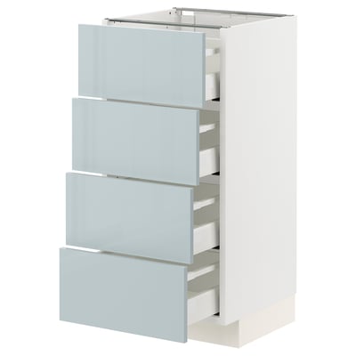 METOD メトード / MAXIMERA マキシメーラ ベースキャビネット 引き出し4個付き, ホワイト/カッラルプ ライトグレーブルー, 40x41x80 cm