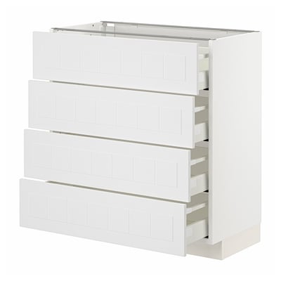 METOD メトード / MAXIMERA マキシメーラ ベースキャビネット 引き出し4個付き, ホワイト/ステーンスンド ホワイト, 80x41x80 cm