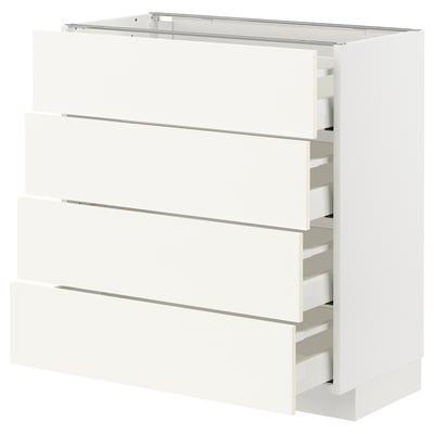 METOD メトード / MAXIMERA マキシメーラ ベースキャビネット 引き出し4個付き, ホワイト/ヴァルステナ ホワイト, 80x41x80 cm
