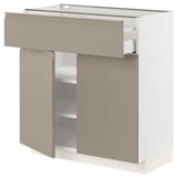METOD メトード / MAXIMERA マキシメーラ ベースキャビネット 引き出し＆扉2枚付き, ホワイト/ウップローヴ マットダークベージュ, 80x41x80 cm