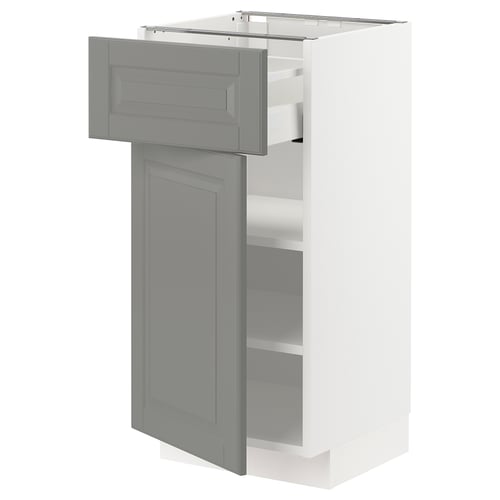 METOD メトード / MAXIMERA マキシメーラ ベースキャビネット 引き出し/扉付き, ホワイト/ボードビーン グレー, 40x41x80 cm