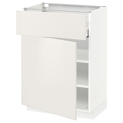 METOD メトード / MAXIMERA マキシメーラ ベースキャビネット 引き出し/扉付き, ホワイト/ヴェッディンゲ ホワイト, 60x41x80 cm