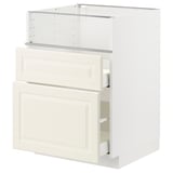 METOD メトード / MAXIMERA マキシメーラ ベースキャビネット コンロ/フィッシュグリル/引き出し2用, ホワイト/ボードビーン オフホワイト, 60x60x80 cm