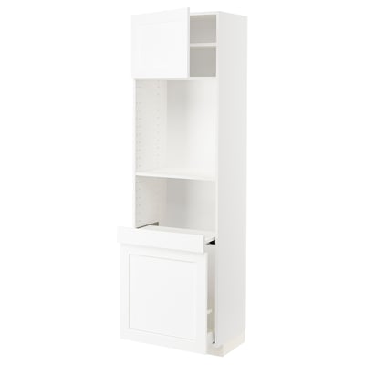 METOD メトード / MAXIMERA マキシメーラ ハイキャビネット 引き出し式収納/扉1枚付き, ホワイト エンコーピング/ホワイト 木目調, 60x41x200 cm