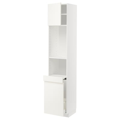 METOD メトード / MAXIMERA マキシメーラ ハイキャビネット 引き出し式収納/扉1枚付き, ホワイト/ヴァルステナ ホワイト, 40x41x200 cm