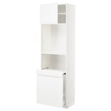 METOD メトード / MAXIMERA マキシメーラ ハイキャビネット 引き出し式収納/扉1枚付き, ホワイト/ヴォックストルプ ハイグロス/ホワイト, 60x41x200 cm