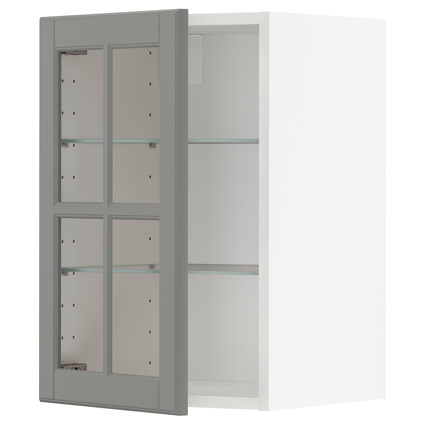 METOD メトード ウォールキャビネット 棚板/ガラス扉付き, ホワイト