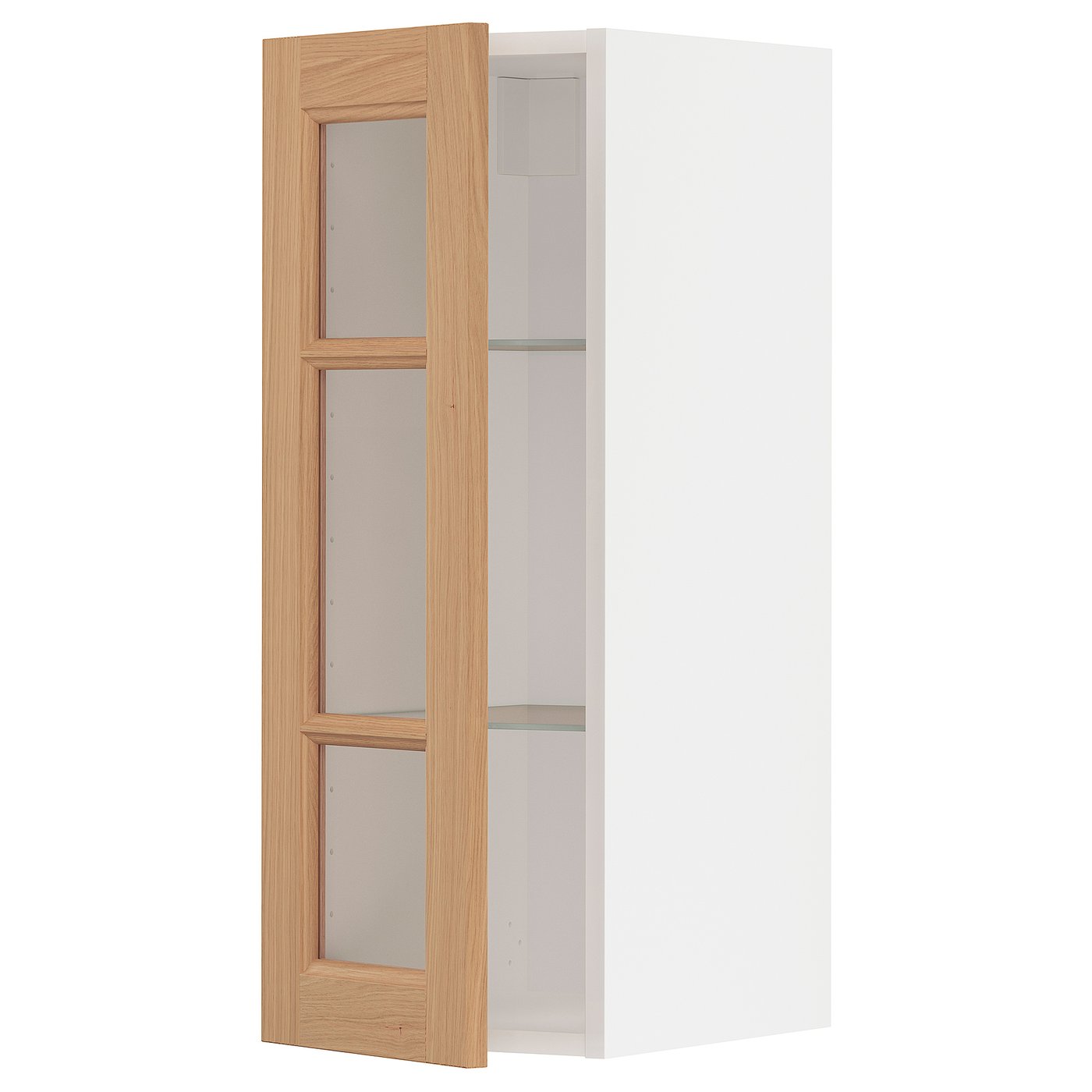 METOD メトード ウォールキャビネット 棚板/ガラス扉付き, ホワイト