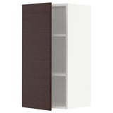 METOD メトード ウォールキャビネット 棚板付き, ホワイト アスケルスンド/ダークブラウン アッシュ調, 40x37x80 cm
