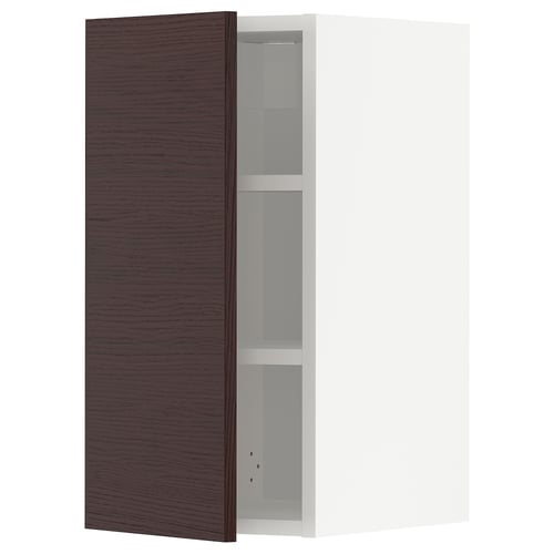 METOD メトード ウォールキャビネット 棚板付き, ホワイト アスケルスンド/ダークブラウン アッシュ調, 30x37x60 cm