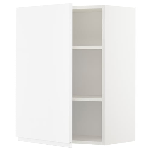 METOD メトード ウォールキャビネット 棚板付き, ホワイト/ヴォックストルプ ハイグロス/ホワイト, 60x37x80 cm