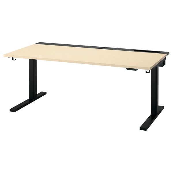 MITTZON ミッツォーン デスク 昇降式, 100V バーチ材突き板/ブラック, 160x80 cm