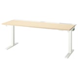 MITTZON ミッツォーン デスク 昇降式, 100V バーチ材突き板/ホワイト, 160x60 cm