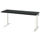 MITTZON ミッツォーン デスク 昇降式, 100V ブラックステインアッシュ材突き板/ホワイト, 140x60 cm