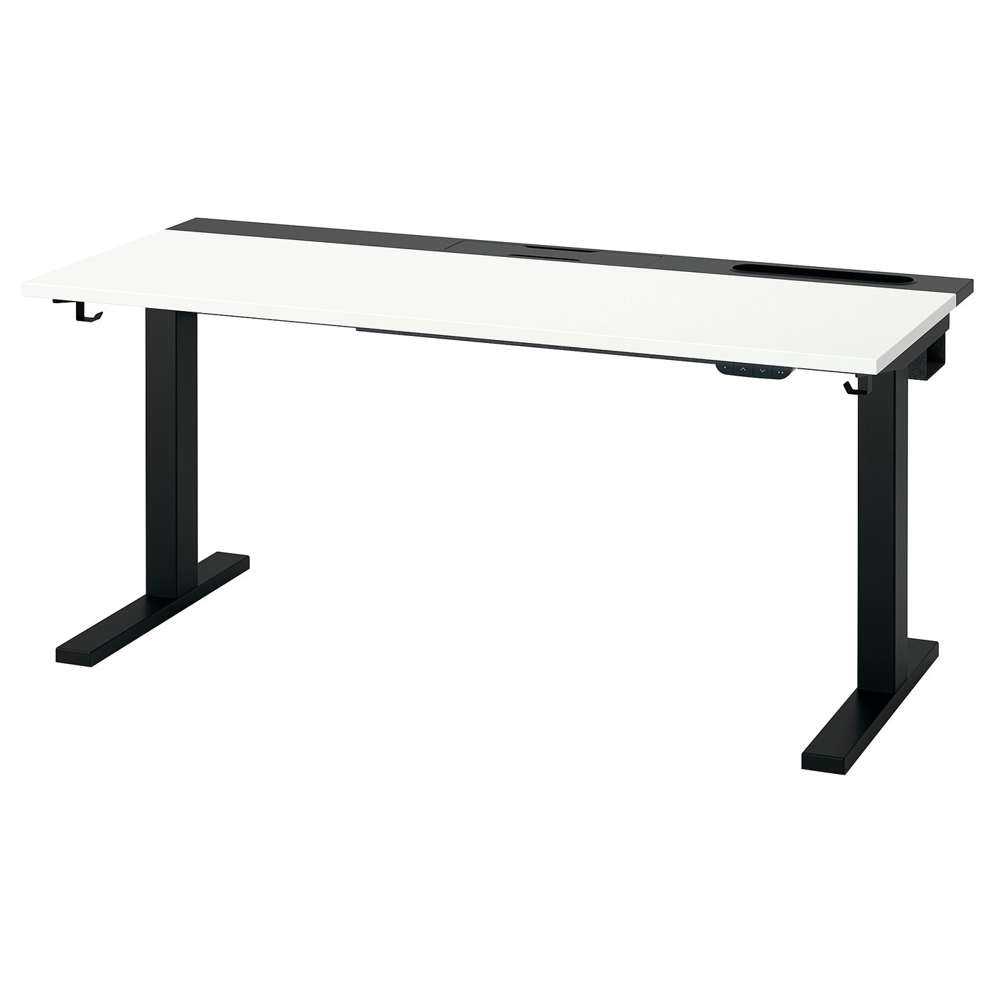 IKEA昇降可能なデスク 約W105 D65 H63〜93cm MITTZON ミッツォーン デスク 昇降式, 100V ホワイト, 140x60 cm