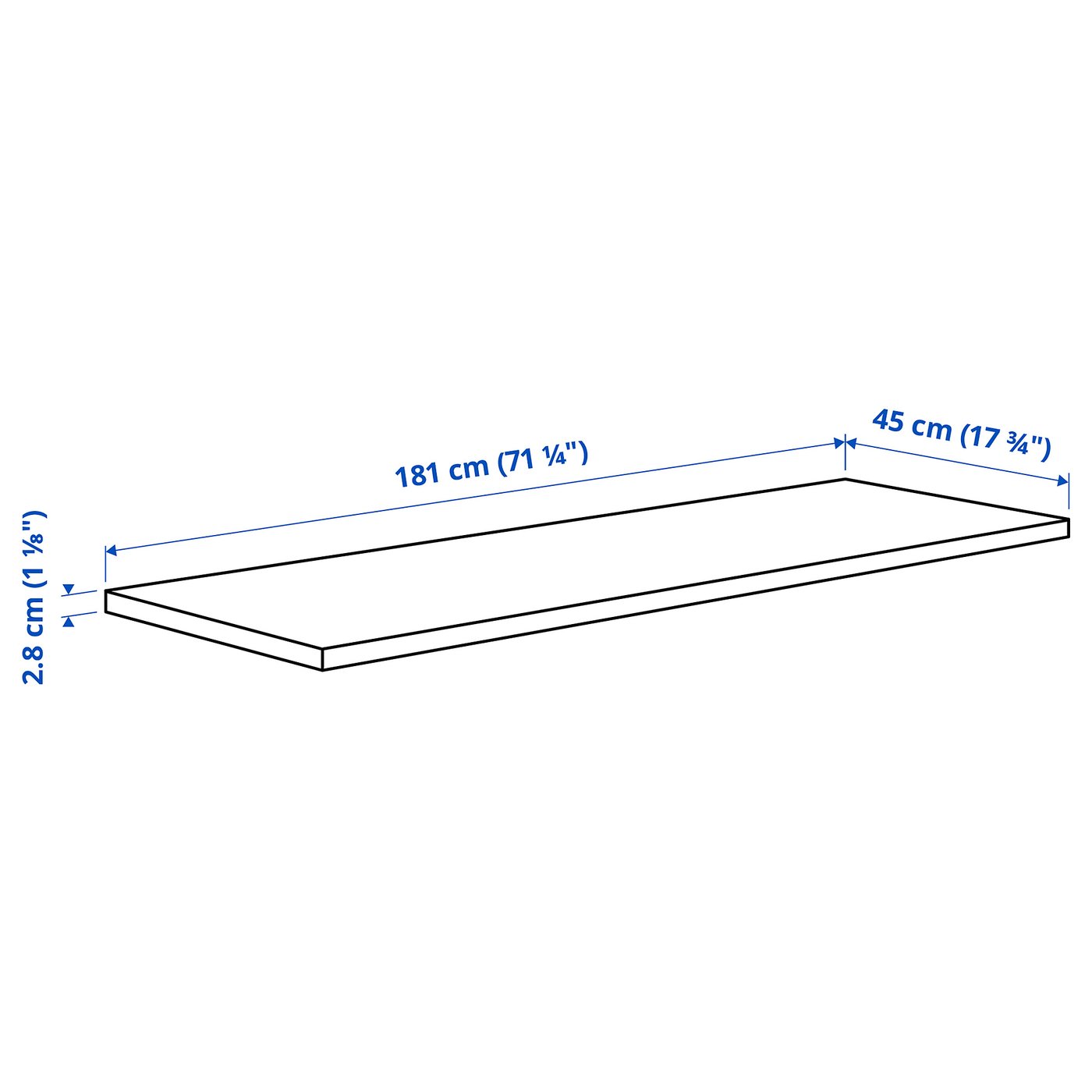 IKEA モックレリード 天板のみ MÖCKLERYD モックレリード ワークトップ, ホワイト/ラミネート, 181x2