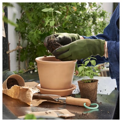 MUSKOTBLOMMA ムスコットブロマ 植木鉢 受け皿付き, 室内/屋外用 テラコッタ, 12 cm