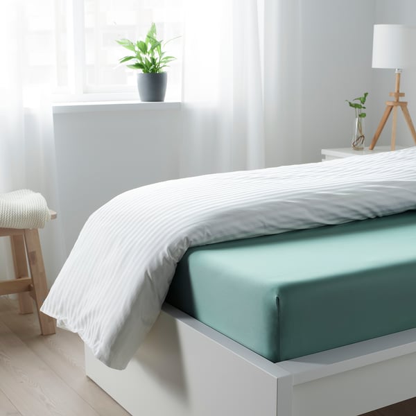Nattjasmin ナットヤスミン ボックスシーツ グレーターコイズ 80x0 Cm Ikea