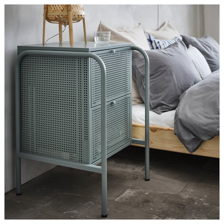 NIKKEBY ニッケビー チェスト（引き出し×2）, グレーグリーン, 46x70 cm IKEA