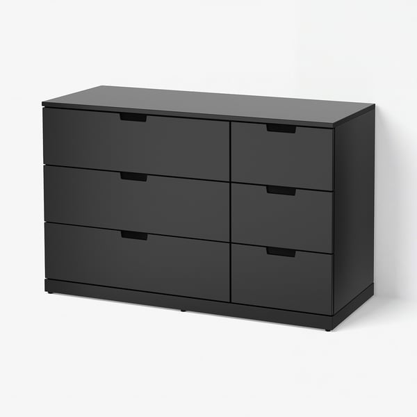NORDLI ノールドリ チェスト(引き出し×6), チャコール, 120x76 cm