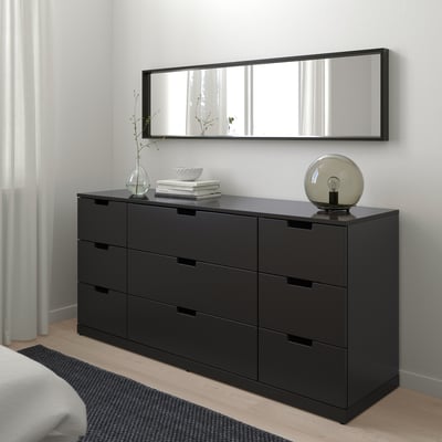 NORDLI ノールドリ チェスト（引き出し×9）, チャコール, 160x76 cm