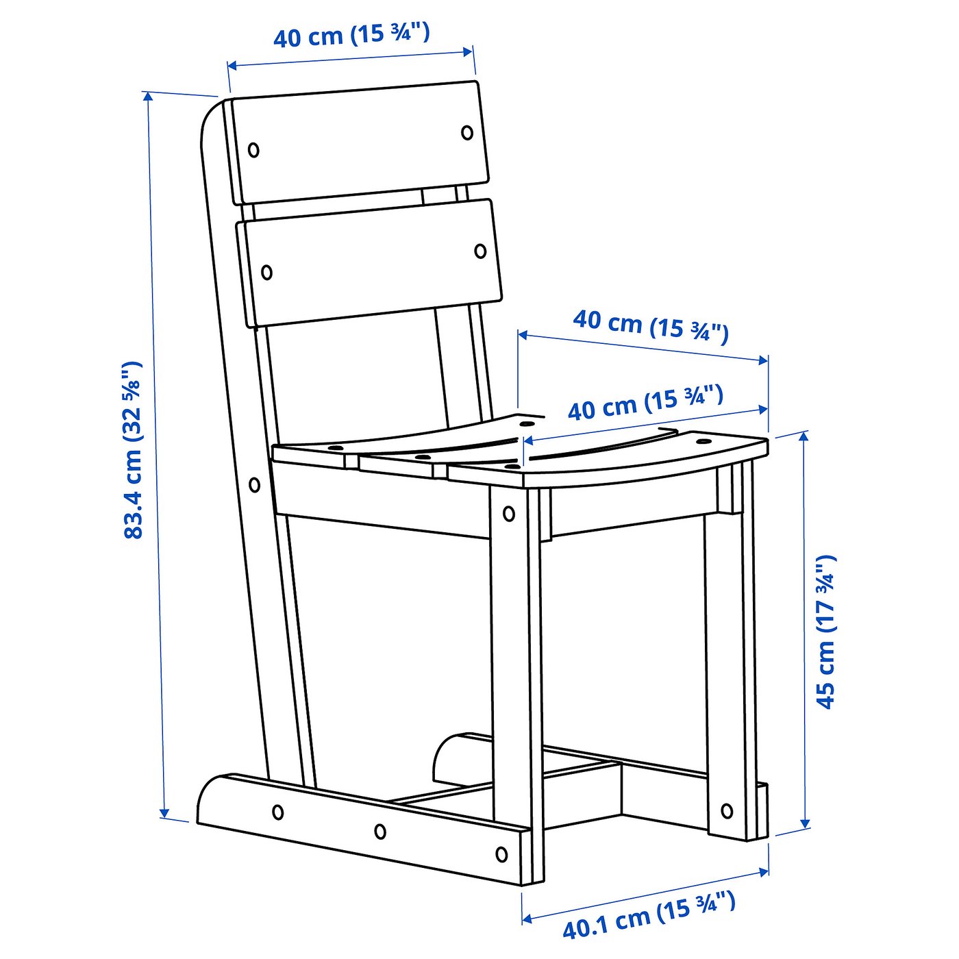 OMMJÄNGE オッミェンゲ チェア, ステイン仕上げ/ブルー - IKEA