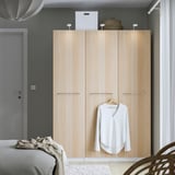 PAX パックス / FORSAND フォルサンド ワードローブコンビネーション, ホワイト/ホワイトステインオーク調, 150x60x201 cm