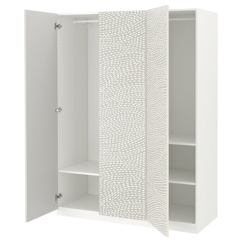 PAX パックス / MISTUDDEN ミストゥウッデン ワードローブコンビネーション, ホワイト/グレー 模様入り, 150x60x201 cm