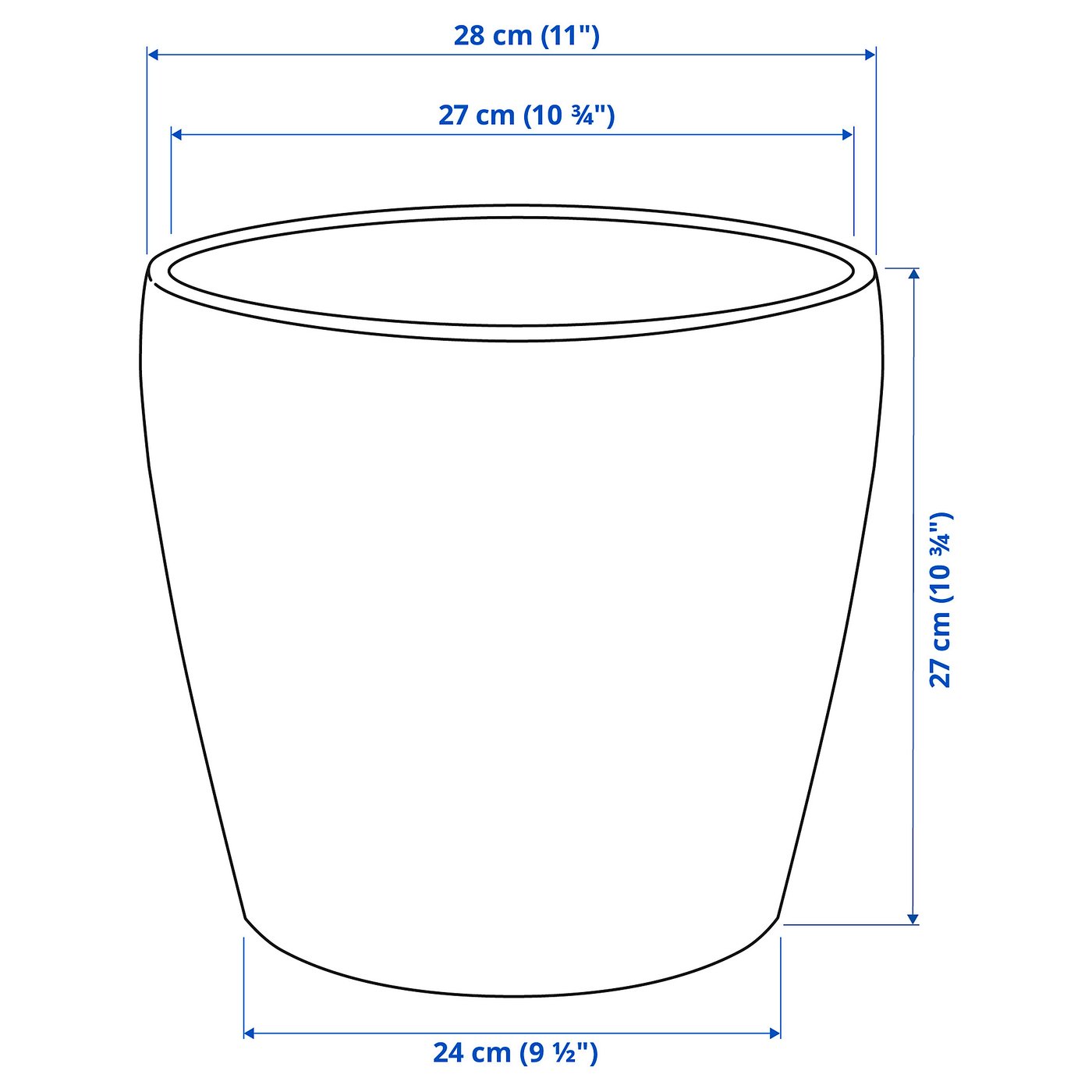 PERSILLADE ペルスィラデ 鉢カバー, ダークグレー, 24 cm - IKEA
