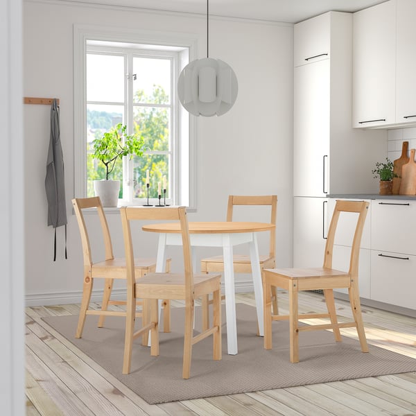 PINNTORP ピントルプ テーブル, ライトブラウンステイン/ホワイトステイン パイン材, 85 cm