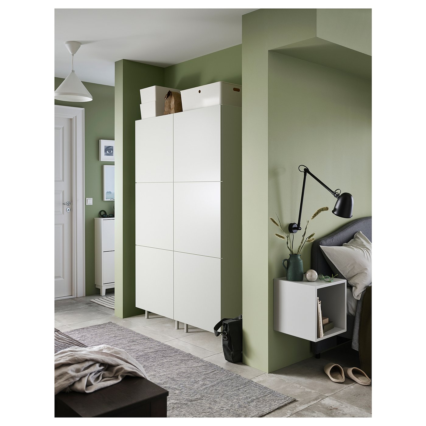 PLATSA プラッツァ ワードローブ 扉6枚付き, ホワイト/フォッネス