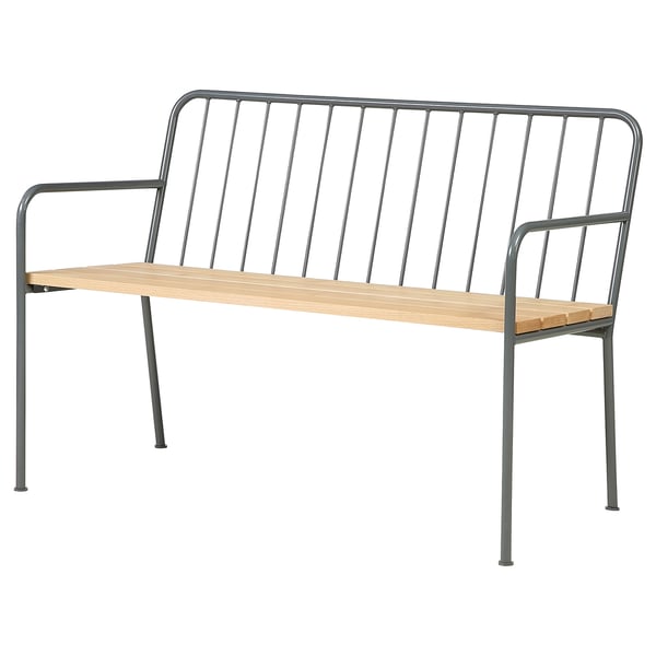Prastholm プレストホルム ベンチ 背もたれ付き 屋外用 グレー Ikea