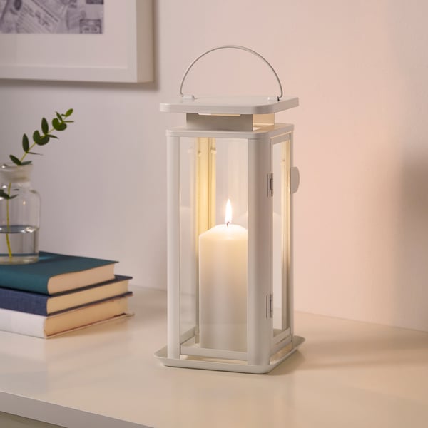Sinnesro スィッネスロー ブロックキャンドル用ランタン 室内 屋外用 ホワイト Ikea